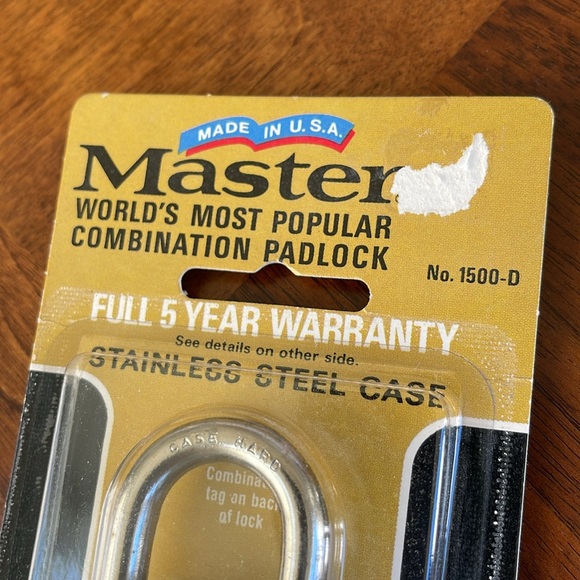 UNOPENED VINTAGE 90S MASTER COMBINATION STAINLESS STEEL CASE PADLOCK - Picture 6 of 6